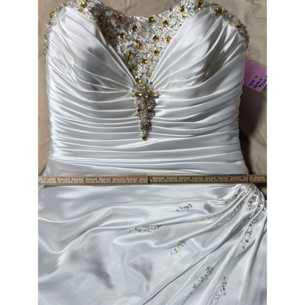 Maggie Sottero Wedding Dress Women 14 White Beaded Satin Strapless AD3300 - Picture 10 of 16